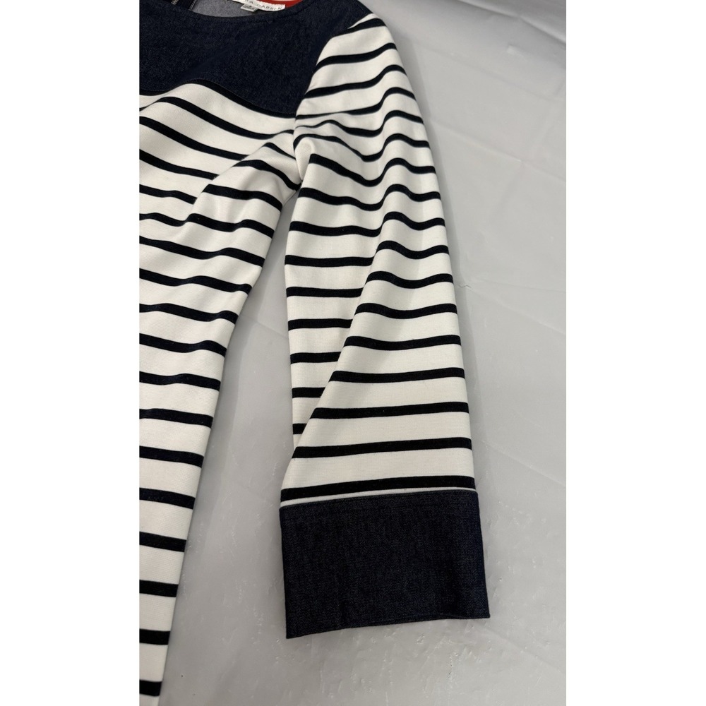 Sandra Darren Womens Size 6 White & Navy 3/4 Sleeve Striped Shift Dress - Picture 6 of 9